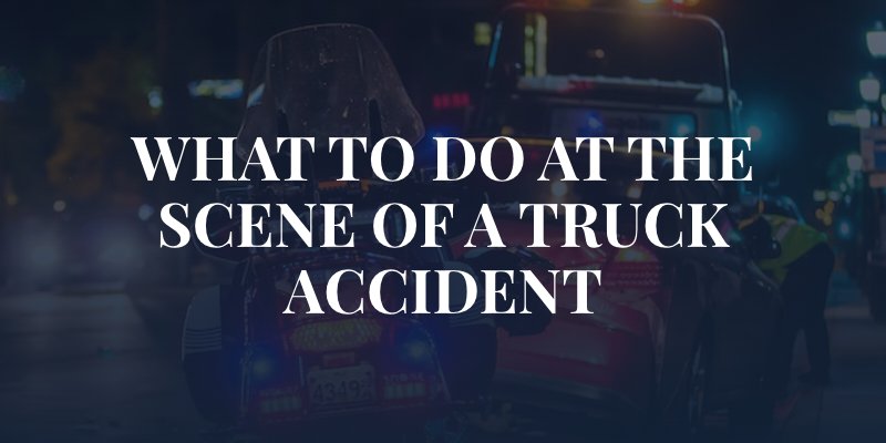 police motorcycle with a crashed car with the caption: "what to do at the scene of a truck accident"