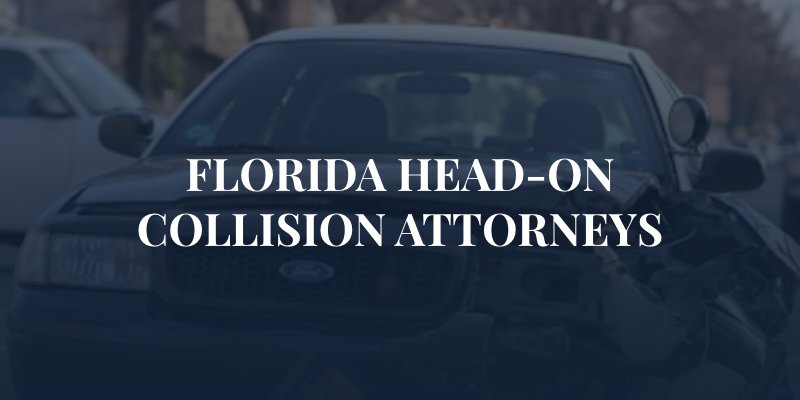 Taxi car damaged in a crash with caption: "Florida Head-On Collision Attorneys"